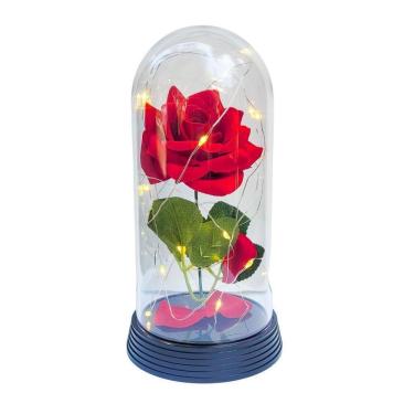 Imagem de Luminária A Rosa Encantada Vermelha 20 Cm Base Preto Quente