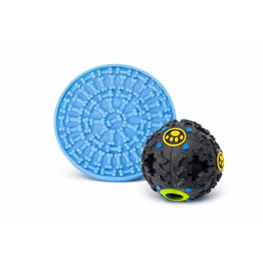 Imagem de Kit anti ansiedade pet comedouro de lamber silicone e bola de petisco som tubo 7,5 cm