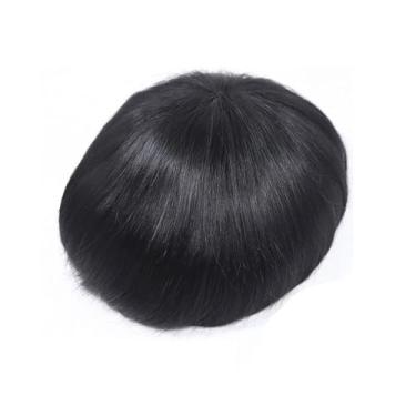 Imagem de Aplique de testa Sistemas de substituição capilar masculina com cabelo humano, base prótese topo renda e revestimento em PU(8x10)