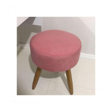 Imagem de Kit 2 Puff Banqueta para Bancada de Maquiagem Suede Rosê Pés Palitos
