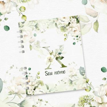 Imagem de Caderno A5 Floral Personalizado com Nome e Inicial, Caderno de Anotações sem Pauta, Caderneta Capa Dura, Caderno Espiral 96 Folhas para Estudos e Organização (X,DECORADO)