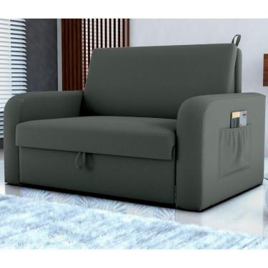 Imagem de Sofá Cama Com Baú 2 Lugares Harry Veludo Maserati Cinza