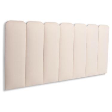 Imagem de Cabeceira Casal Kit 7 Placas Modelo Arredondada - Suede Creme / Off White