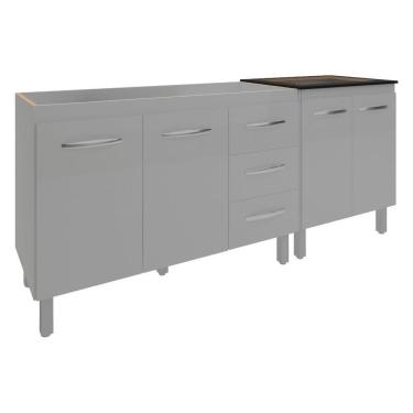 Imagem de Armário Cozinha Gabinete Pia De 120 Cm Bruna E Balcão Fran Para Cooktop 4 Bocas Branco