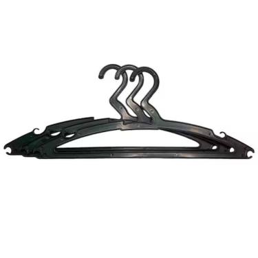 Imagem de Kit 5 Cabides de Plástico Preto Reforçado 40cm com Cava