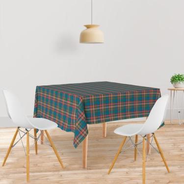 Imagem de Toalha De Mesa Quadrada Tecido Oxford Xadrez  Fundo Escuro Azul, Verme