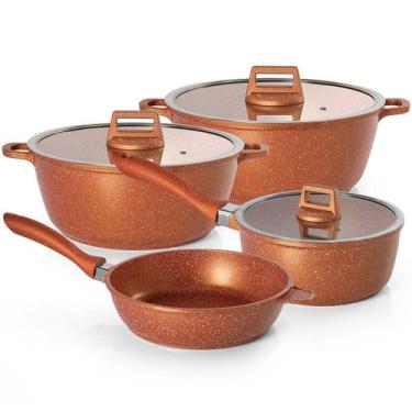 Imagem de Jogo De Panelas Antiaderente 4 Peças Graniflon Moda Do Chef Laranja