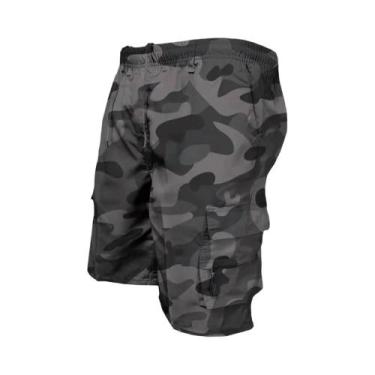 Imagem de Bermudas Táticas Camufladas Masculinas De Verão Com Bolsos Para Corrid