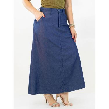 Imagem de Saia Feminina Longa Jeans Liocel Bolsos Cintura Alta Anticorpus-Feminino