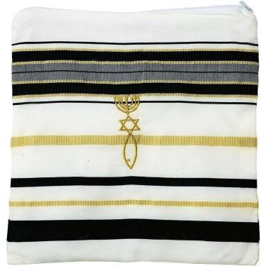 Imagem de Talit Gadol Messiânico Azul Com Dourado 110X160 Cm - Israel