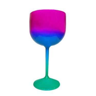 Imagem de Taça Gin Fluor com 550ml Degradê Verde Azul Turquesa e Roxo - Rizzo - 