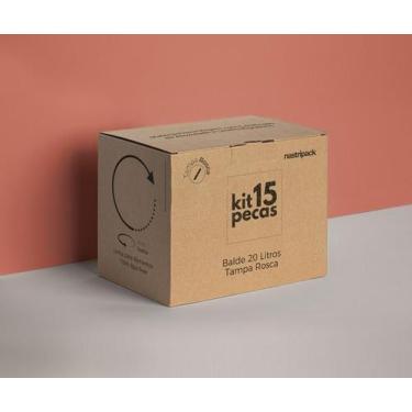 Imagem de Balde Industrial 20 Litros E Tampa Rosca - Kit 15 Pçs - Nastripack