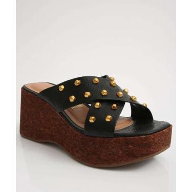 Imagem de Tamanco Feminino Plataforma Tachas Vizzano-11220, 35, Preto