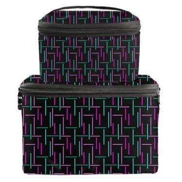 Imagem de Kit 2 Bolsas Térmicas Impermeáveis 1L e 5L BLT111 Preta e Rosa/Verde -