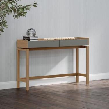 Imagem de Aparador em e Linha Barcelona 2 Gavetas com Vidro 120cm MDF Oak/Ferrol