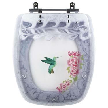 Imagem de Acento Sanitário Acrílico Decorada Beija Flor Primula Fiori