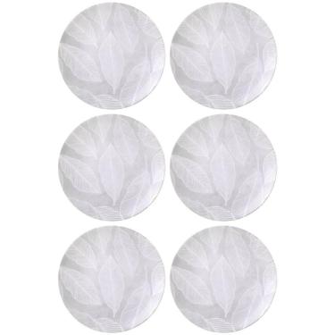 Imagem de Jogo 6 Pratos Rasos Tramontina Arbo Porcelana Decorada 25cm Mesa Posta Jantar Almoço