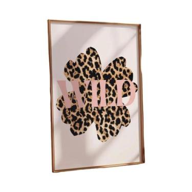 Imagem de Pôster De Lona Com Estampa De Leopardo Rosa E Flor De Hibisco, Arte Vi