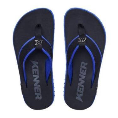 Imagem de Chinelo Sandália Kenner Kivah Cushy Preto e Azul-Masculino
