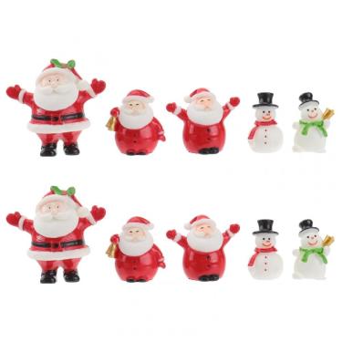 Imagem de Decorações de Natal Happyyami com 10 Miniaturas de Papai Noel em Resina, para Escritório e Casa, Perfeitas para Decorar nas Festas