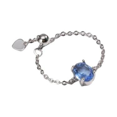 Imagem de Anel De Moda Feminino Ajustável Com Formato Oval E Micro Pavê De Zircô