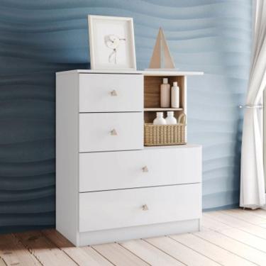 Imagem de Cômoda Infantil Vanila 4 Gavetas Branco - Henn