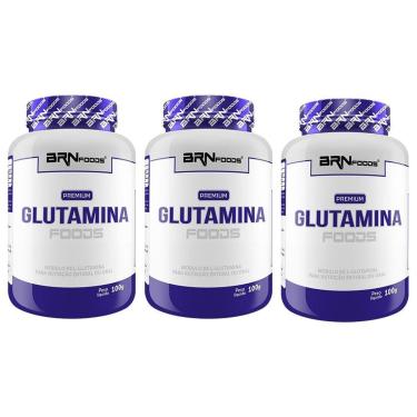 Imagem de KIT 3x PREMIUM Glutamina 100g - BRN Foods-Unissex