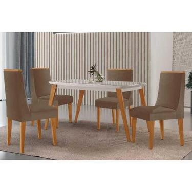 Imagem de Conjunto: Mesa de Cozinha Havana Canto Curvo 120cm + 4 Cadeiras Dakota