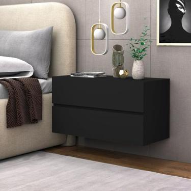 Imagem de Mesa De Cabeceira Suspensa Para Cama De Casal Eros 60cm MDF Com 2 Gave
