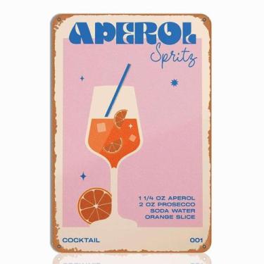 Imagem de Placa de metal Aperol Spritz Cocktail Wall Art 20x30cm Home Bar - keow