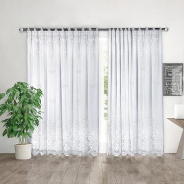 Imagem de Cortina Branca Renda Com Forro Sala Quarto 3,00 Larg x 1,80 Alt - Inte