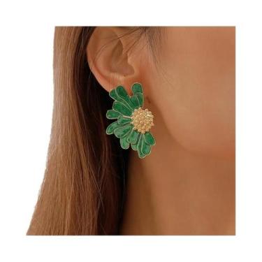 Imagem de Brincos De Pétalas Grandes Coloridas Para Mulheres, Acessórios De Moda