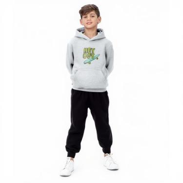 Imagem de Estiloso Kit Moletom Infantil Estampa Skate Com Capuz + Calça Menino C