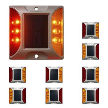 Imagem de Tacha Sinalizadora Kit 8 Uni Viaria Solar Olho de Gato Segurança Luz R