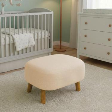 Imagem de Poltrona Amamentação Madeira e Puff Jhessy Linho D03 - D Rossi - DRoss