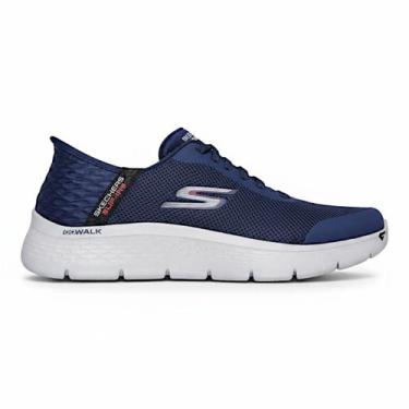 Imagem de Tenis Skechers Go Walk Flex Hands Up Masculino, 41, Azul marinho