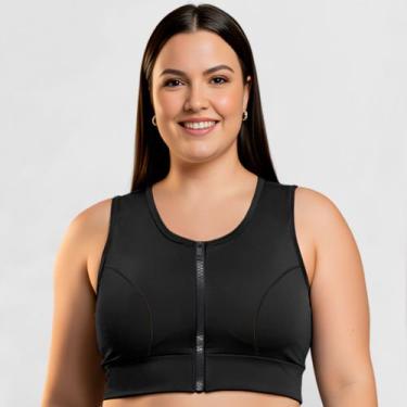 Imagem de Top Plus Size Fitness Esportivo Zíper Sustentação do P ao G3 Tamanho:G