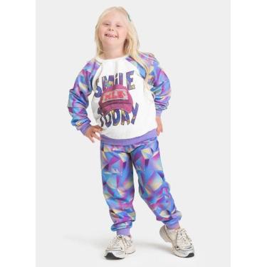 Imagem de Conjunto Inverno Menina Natural Blusão Raglan e Calça em Moletom Holog