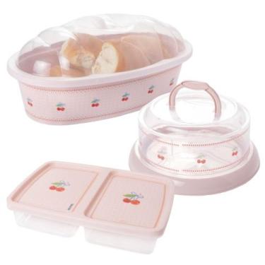 Imagem de Kit Porta Pães, Porta Frios com Divisória e Queijeira com base de Rosc