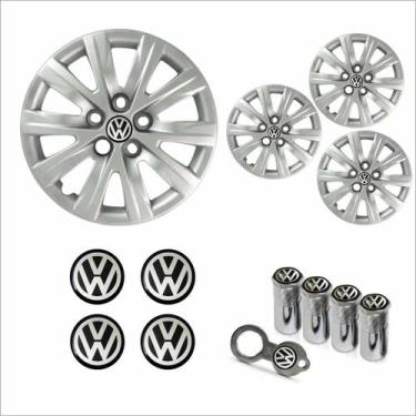 Imagem de Jogo Calota Aro 15 Fox SpaceFox Polo 2012 2013 + Emblema Resinado + Ta