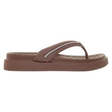 Imagem de Tamanco Flats Moleca Tira com Brilho Plataforma 5554 - Chocolate-Feminino