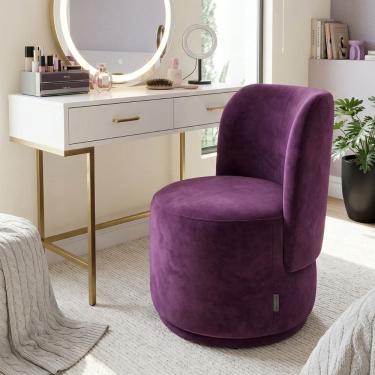 Imagem de Poltrona Decorativa para Sala Estar Quarto Penteadeira Orgânica Bia Veludo Roxo - Monta...