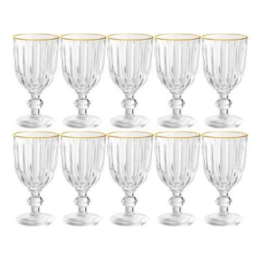 Imagem de Jogo 10 Taça de Vidro com Borda Dourada Melina Premium Transparente pa