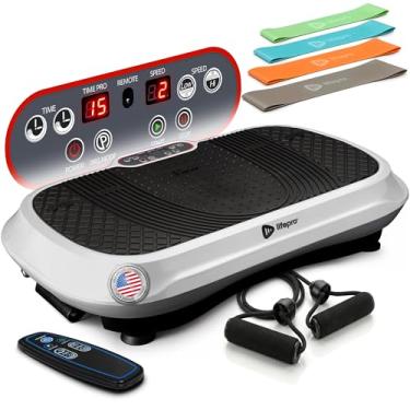 Imagem de Máquina de exercício com placa vibratória LifePro – Plataforma fitness vibratória para treino de corpo inteiro com faixas de laço – Equipamento de treinamento doméstico para perda de peso e