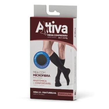 Imagem de Meia Média Compressão Masculina Tam M Preta - Attiva