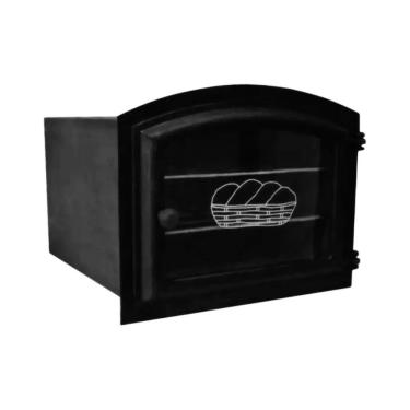 Imagem de Forno a Lenha de Embutir Frente Alumínio Fundido Brassol 099-BS Vidro Grande 50x47x33cm