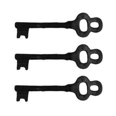 Imagem de Kit 3 Chaves Decorativas Rústicas No 01 para Parede em Ferro Fundido Preto Fundição Jodoal