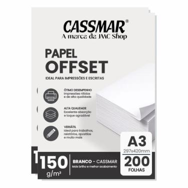 Imagem de Papel Offset 150g A3 297x420mm Cor Branco 200fls - Cassmar