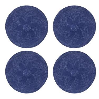 Imagem de Conjunto Jogo Americano Sousplat Croche Flor Azul 4 Unidades - MimoSty