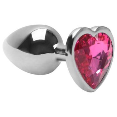 Imagem de Plug Anal Grande Metal Cromado Com Coração Brilhante 9,5x4cm - SutilSe